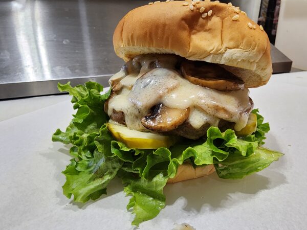 mushroom swiss burger