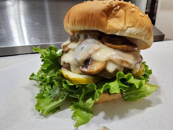 mushroom swiss burger