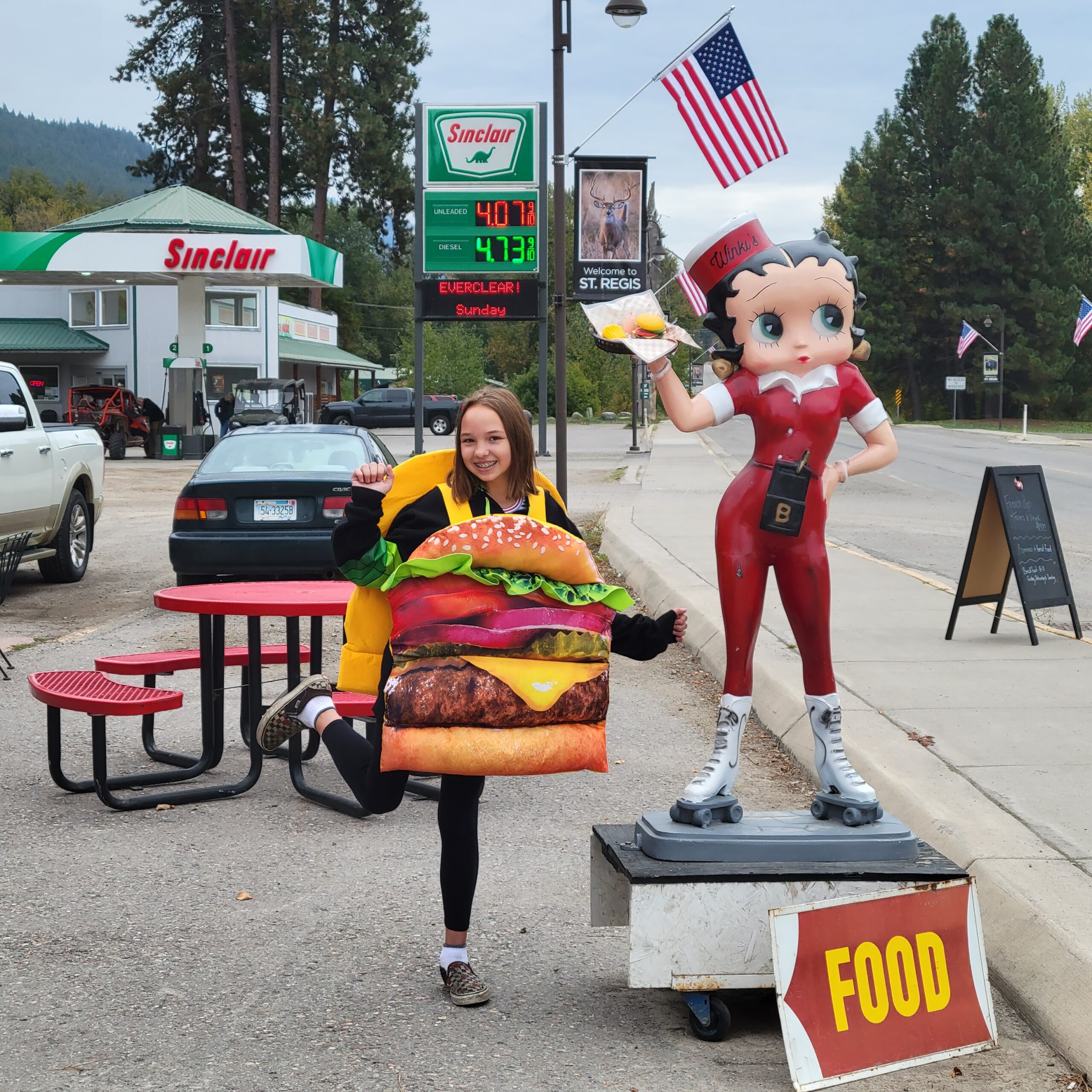 girl in burger costume